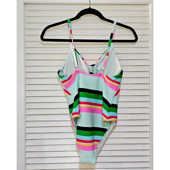 NWT Trina Turk Women's Deco Stripe High Leg Maillot One-Piece Swimsuit Sz 8 2588 - Picture 10 of 11